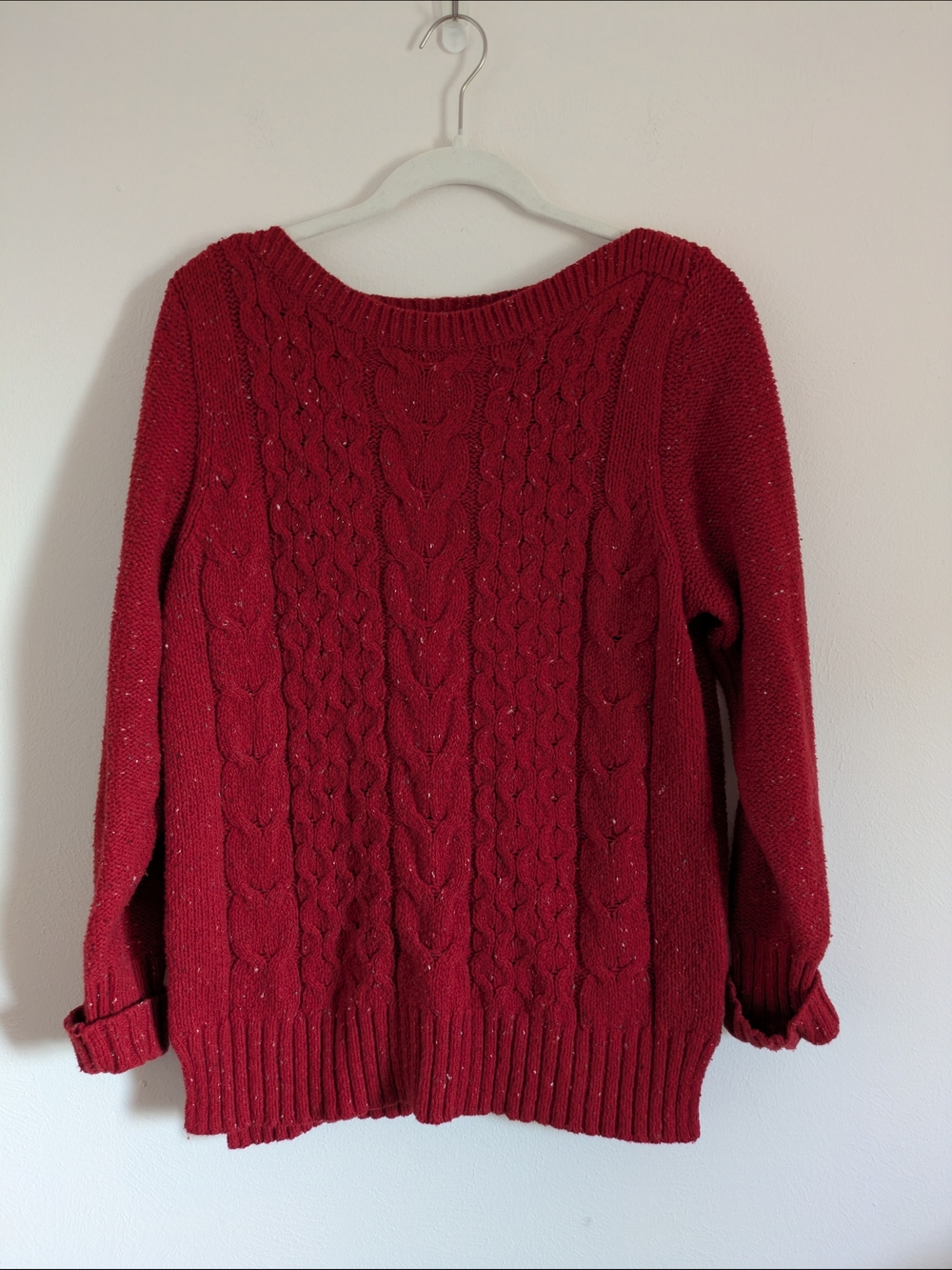 St. John's Bay Red Cable Knit Women’s Sweater - Classic Crewneck